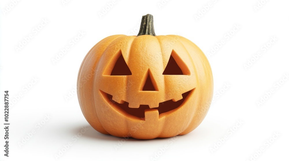 Isolated Halloween pumpkin on white background with clipping path and full depth of field