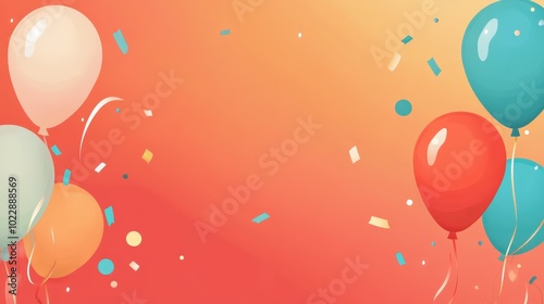 Colorful Balloons and Confetti Celebration Background photo