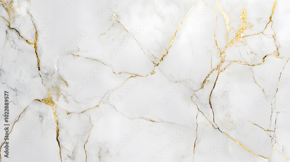 A close-up of white marble with golden veins, showcasing the unique patterns and textures that make it an iconic material for interior design A close-up of white marble with golden veins, showcasing the unique patterns and textures that make it an iconic material for interior design