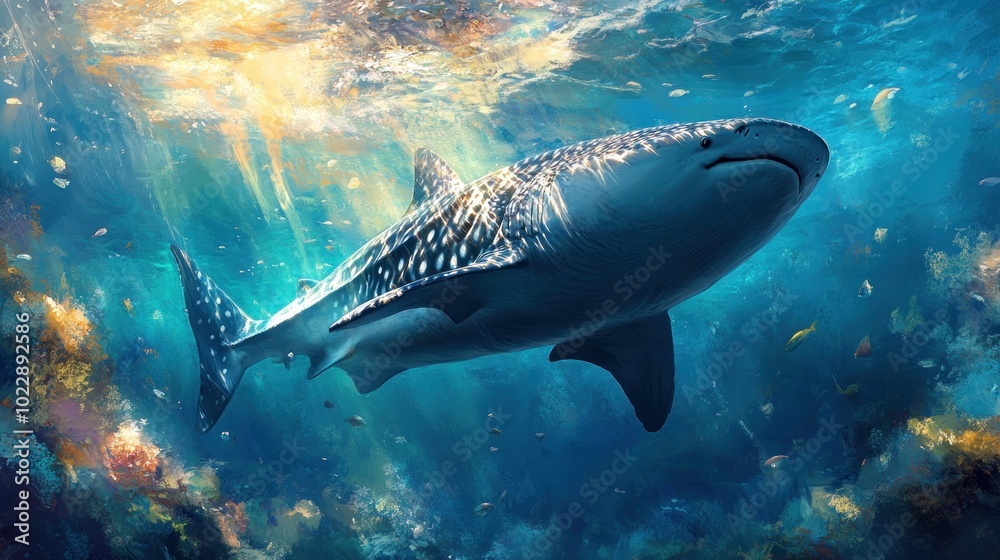 Fototapeta premium Whale Shark Swimming Underwater