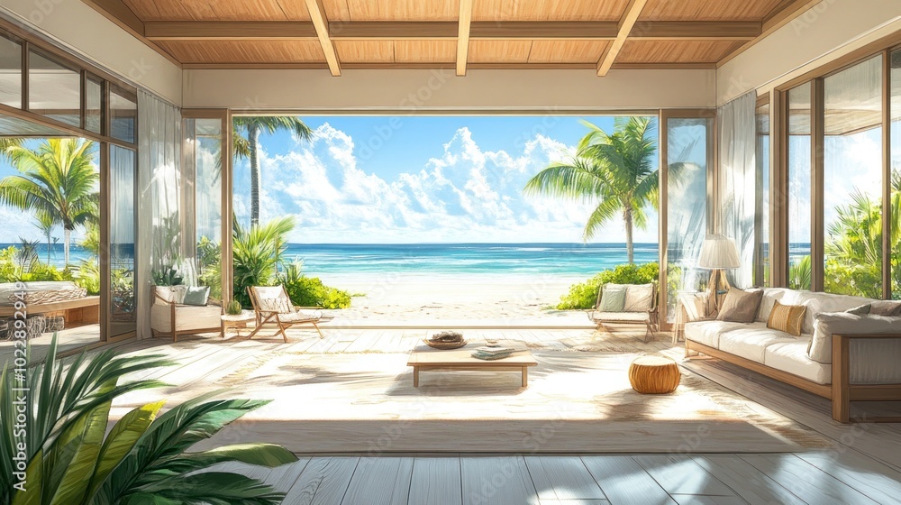 Naklejka premium Beach House View