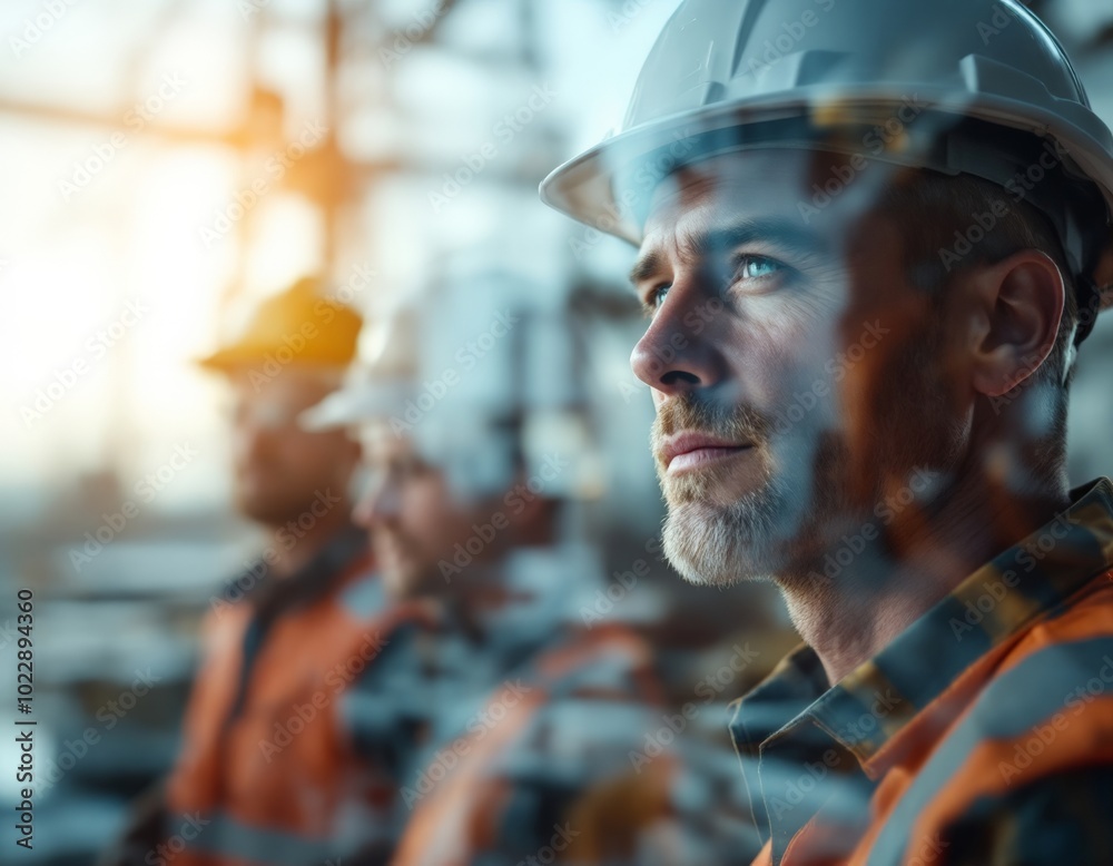 Candid Construction Worker in Industrial Setting Candid Construction Worker in Industrial Setting