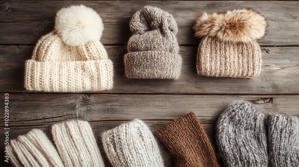 A creative flat lay featuring faux fur scarves, hats, and gloves paired with other cold-weather essentials, [Faux Fur Friday], [seasonal style, cozy accessories], ,