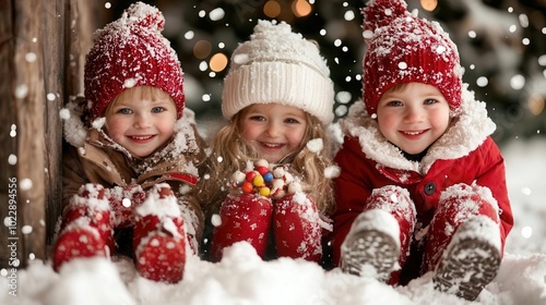 Children excitedly discovering small toys and sweets left in their shoes, capturing the joy of the St