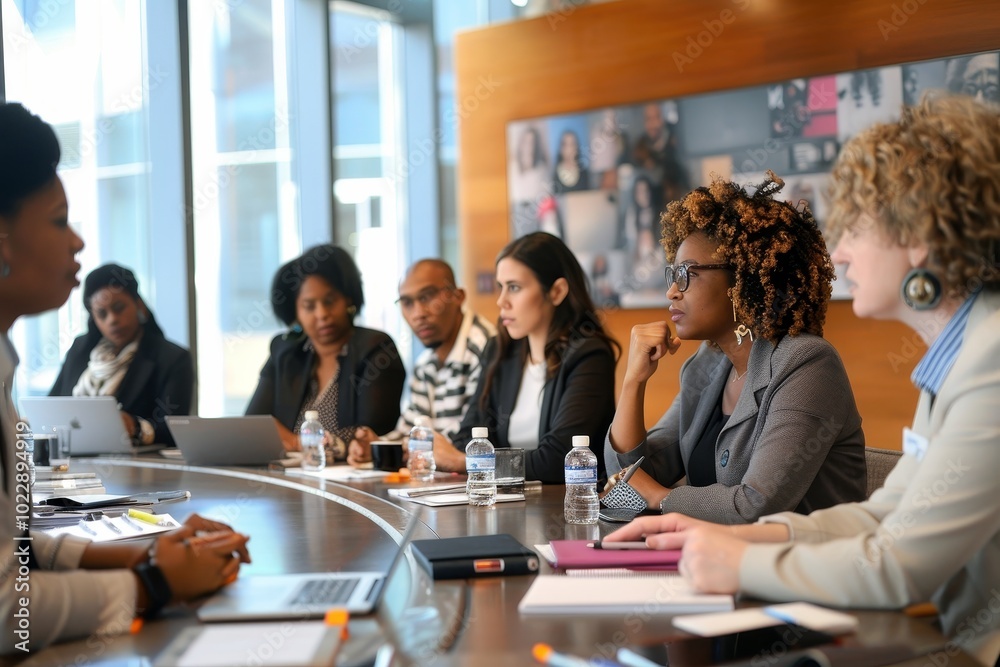 A group of professionals sit around a conference table, discussing ideas and strategies. They focus intently on each other, fostering collaboration and teamwork. A group of professionals sit around a conference table, discussing ideas and strategies. They focus intently on each other, fostering collaboration and teamwork.