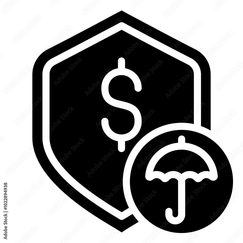 Shield With Dollar Icon, Black And White Glyph Icon Symbol Shield With Dollar Icon, Black And White Glyph Icon Symbol
