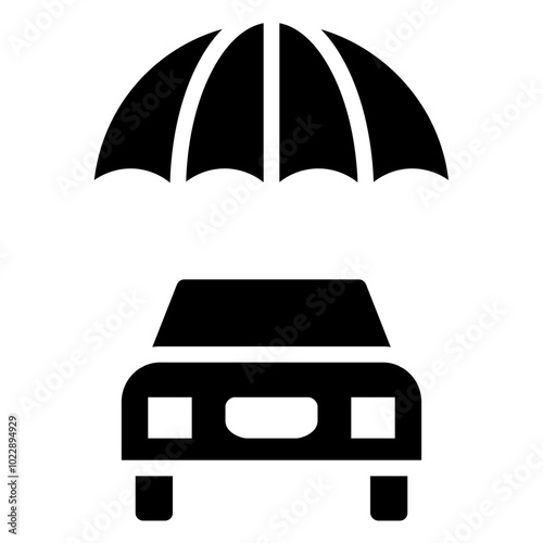 Car Insurance Icon, Black And White Glyph Icon Symbol