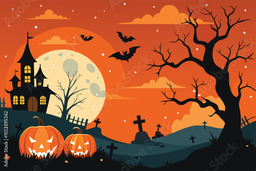 Spooky Halloween Night with Haunted House