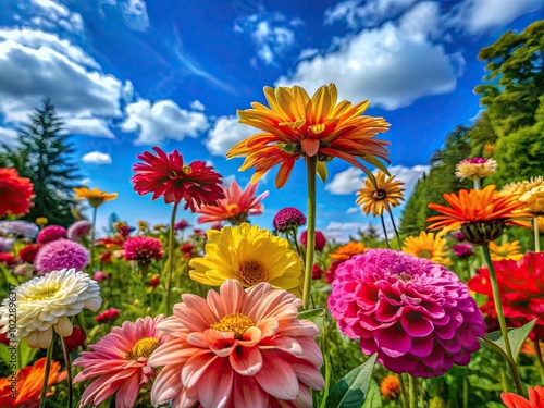 Vibrant Summer Flowers Wallpaper with a Colorful Array of Blossoms and Lush Greenery Background