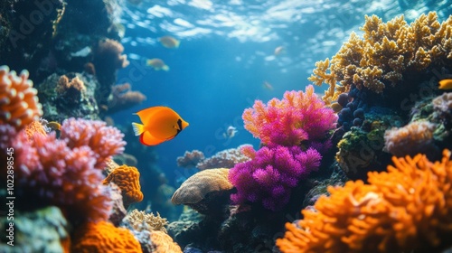 Underwater Coral Reef with Vibrant Fish