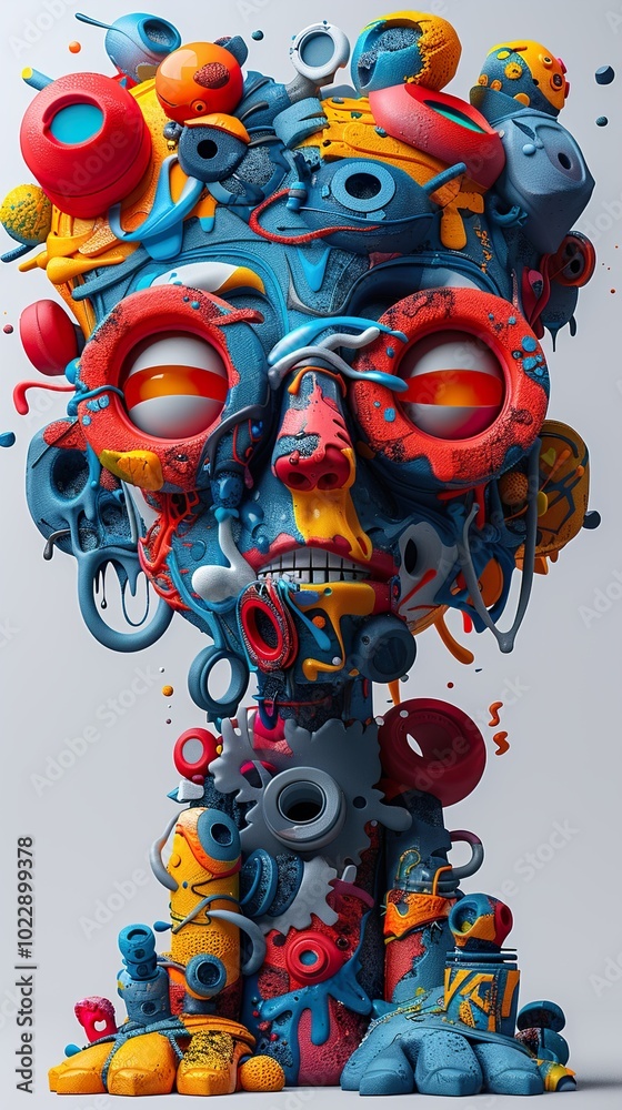 Surreal 3D Sculpture: A Whimsical Humanoid Face Surreal 3D Sculpture: A Whimsical Humanoid Face