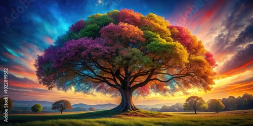 Vibrant Tree of Life Artwork Symbolizing Growth, Faith, and Spiritual Connection in Nature's Beauty