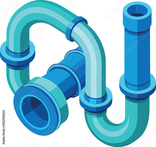 Blue Pvc Water Pipe vector illustration generated Ai
