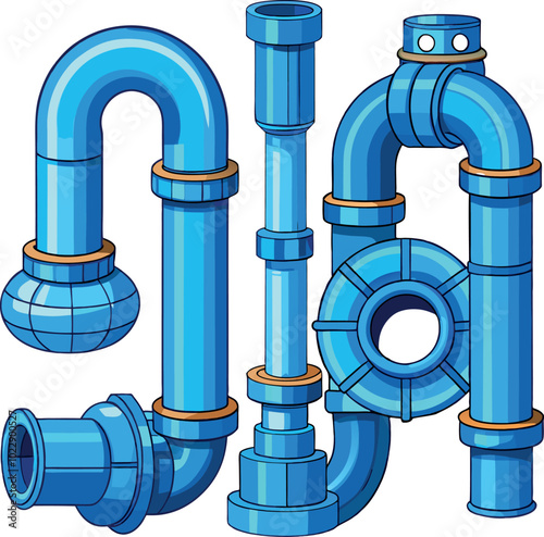 Blue Pvc Water Pipe vector illustration generated Ai