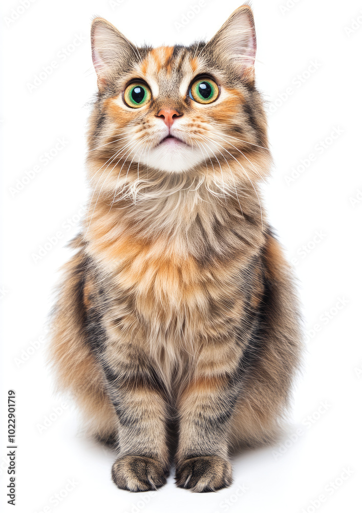 Obraz premium Fluffy Cat Tilting Its Head in Response to a Sound, Showing Curiosity