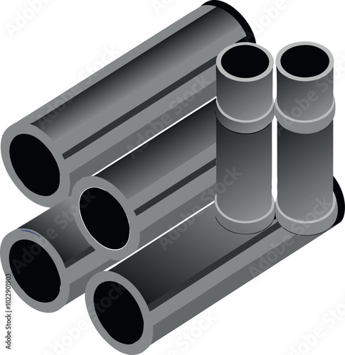 Stainless Steel Pipe set for business industrial Construction vector illustrations free royal stock 
generated Ai