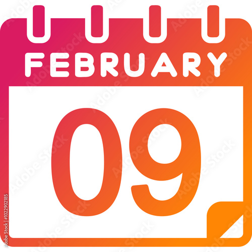 9 February Vector Icon Design