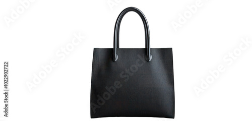 Transparent background showing a 3D black eco-fabric shopping bag from the front.