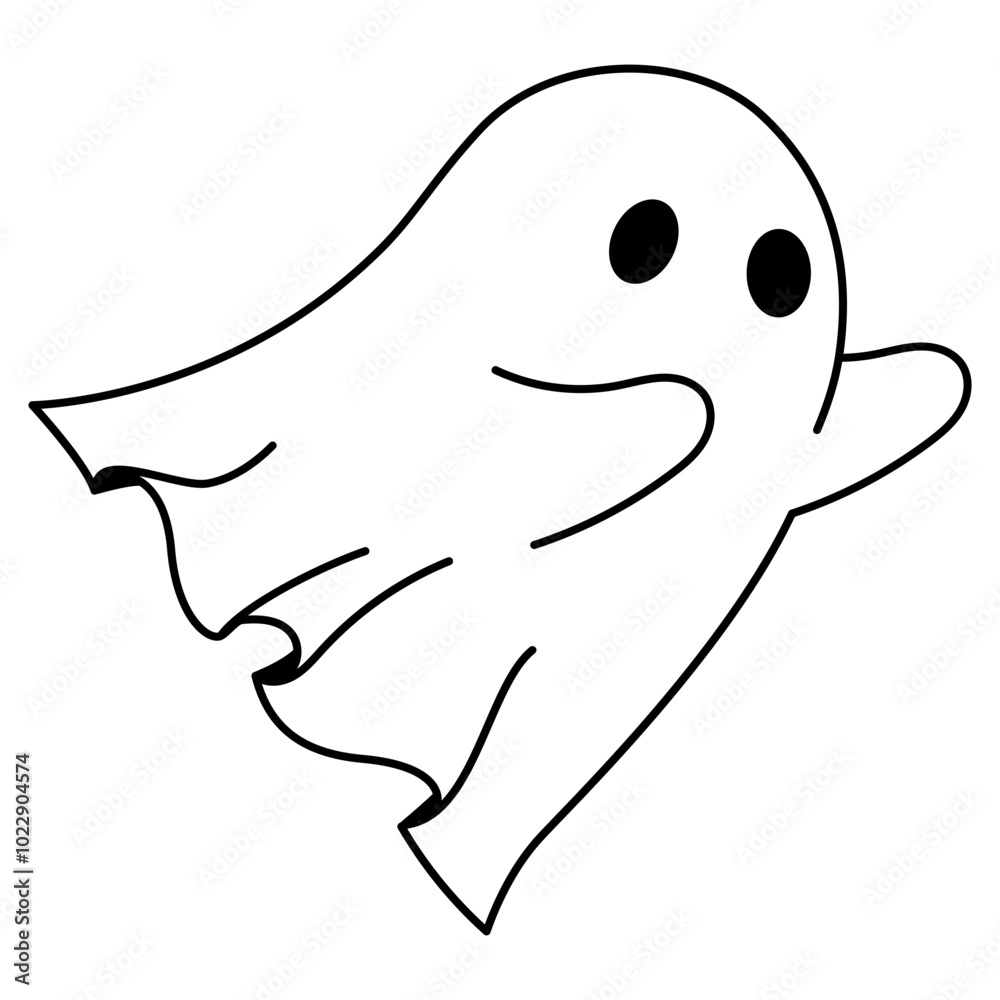 cute spooky ghost outline flying illustration cute spooky ghost outline flying illustration