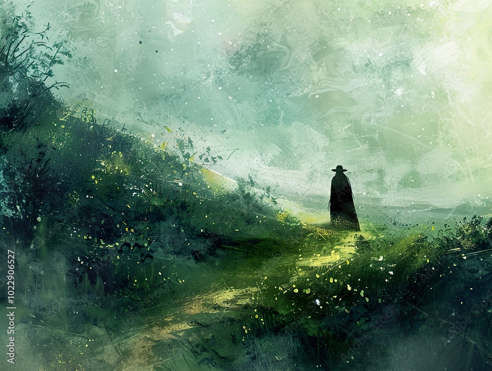 Solitary Figure in a Dreamlike Landscape Solitary Figure in a Dreamlike Landscape
