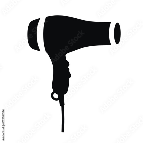 A black silhouette of a hair dryer 