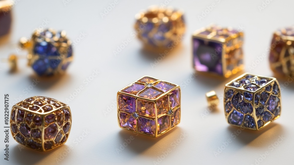 These are earrings that are shaped like squares, diamonds, and cushions. These are earrings that are shaped like squares, diamonds, and cushions.
