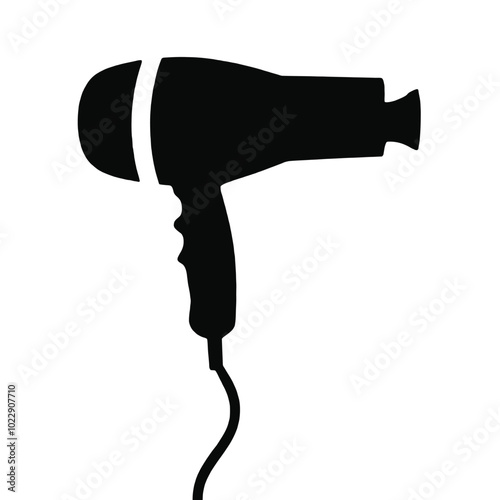 A black silhouette of a hair dryer 