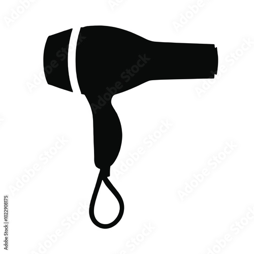 A black silhouette of a hair dryer 