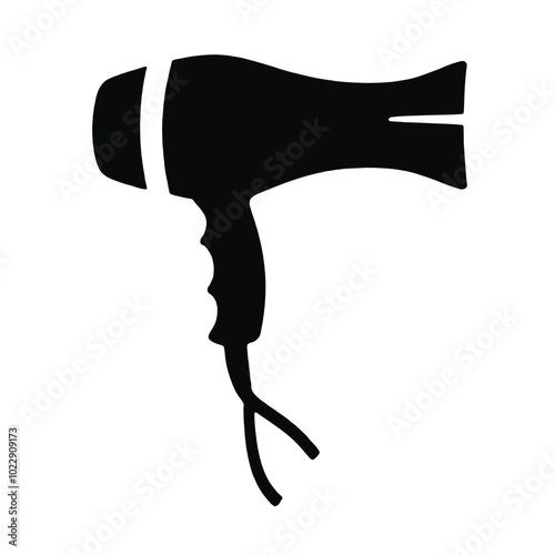 A black silhouette of a hair dryer 