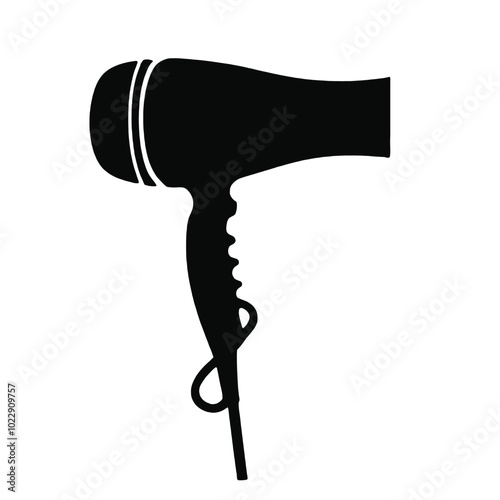 A black silhouette of a hair dryer 