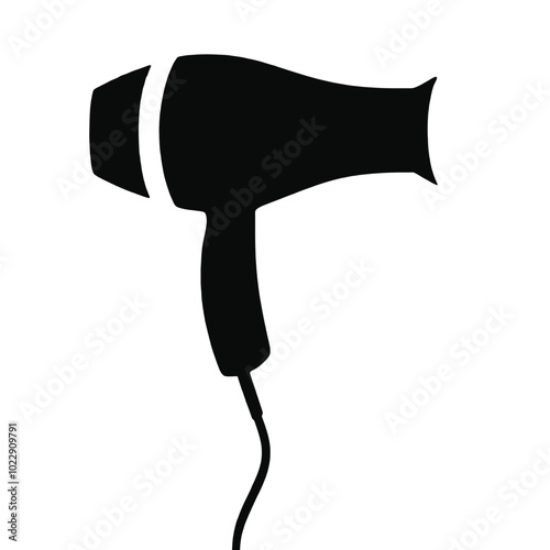 A black silhouette of a hair dryer 