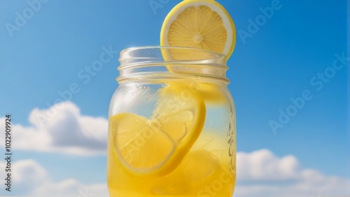 bottle of oil with lemon