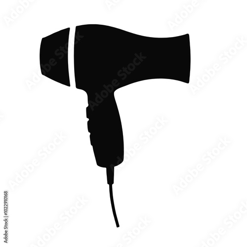 A black silhouette of a hair dryer 
