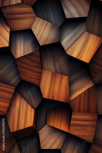 Fototapeta Naklejka Na Ścianę i Meble -  Wooden pattern. Elegant luxury 3d geometric wood wallpaper