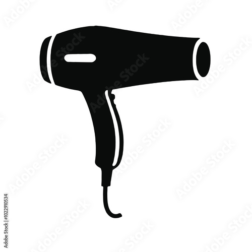 A black silhouette of a hair dryer 