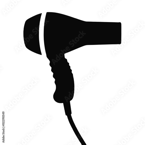 A black silhouette of a hair dryer 
