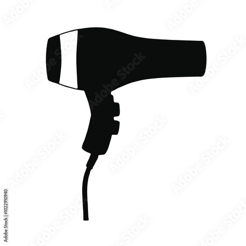 A black silhouette of a hair dryer 