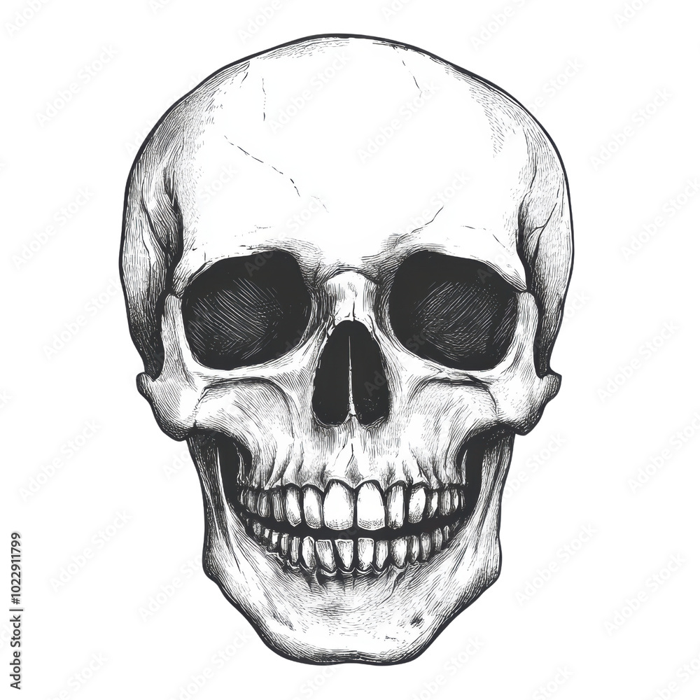 Fototapeta premium detailed illustration of human skull, isolated on a white background, transparent background.