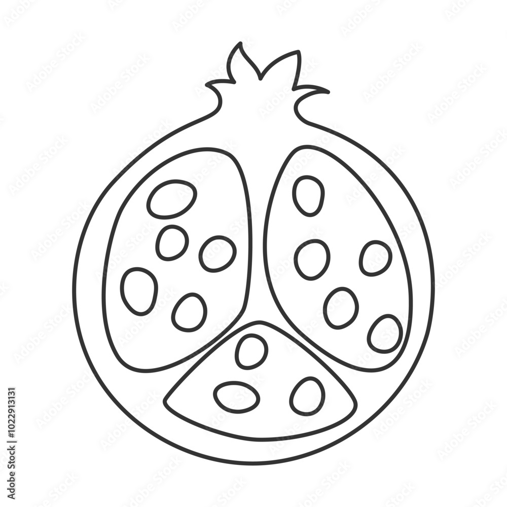 Minimalist pomegranate fruit silhouette icon with seeds, perfect for produce labels Minimalist pomegranate fruit silhouette icon with seeds, perfect for produce labels