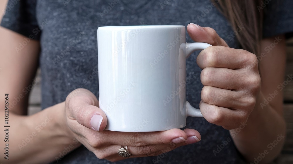 Woman Holding White Coffee Mug Mockup Woman Holding White Coffee Mug Mockup