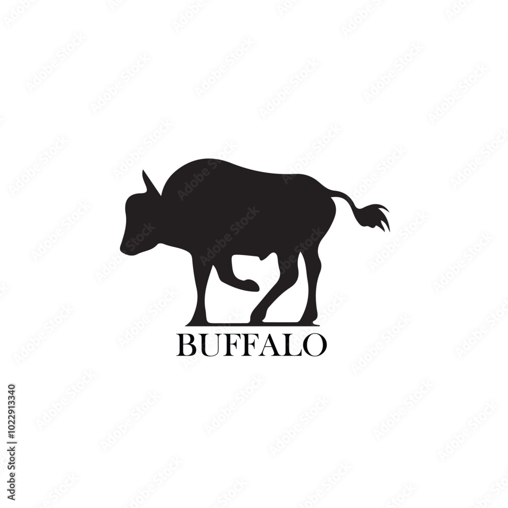 buffalo logo silhouette vectors with a white background
