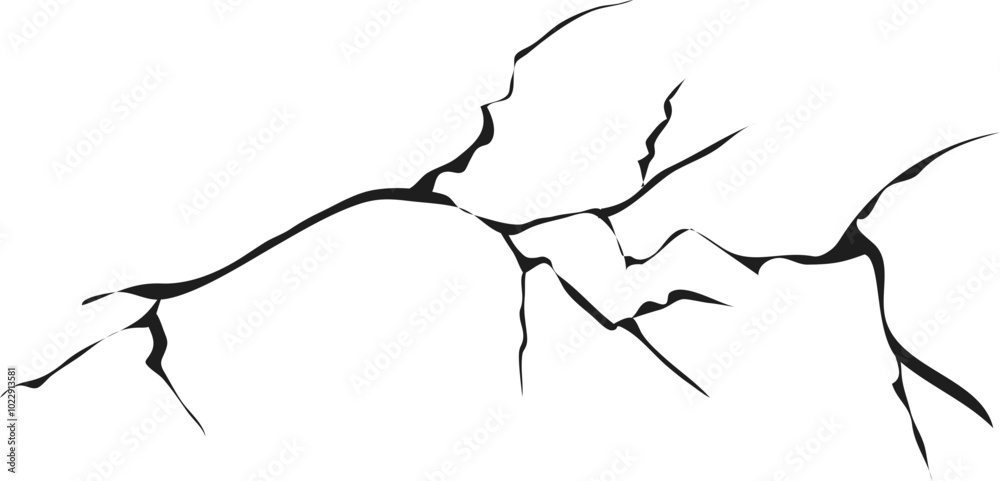 Cracked glass, wall, egg, fissures in ground top view. Concrete, crevices from disaster, surface from earthquake, Ruined breaked land surface doodle, hand drawn Cracked glass, wall, egg, fissures in ground top view. Concrete, crevices from disaster, surface from earthquake, Ruined breaked land surface doodle, hand drawn