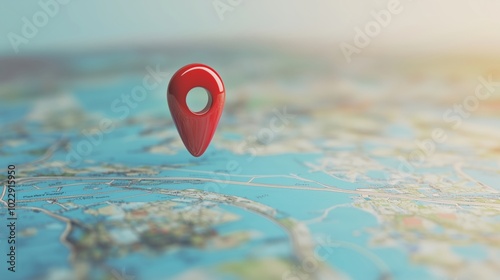 Map with red location pin, highlighting specific area