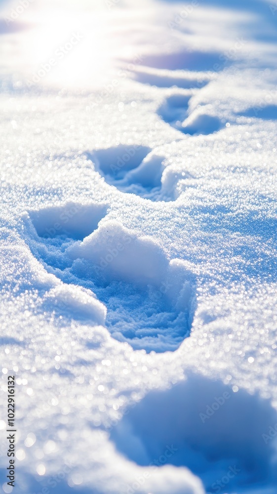 Human footprints in the snow in a snowdrift under sunlight close-up,Fresh footsteps, footprints, shoe prints or shoe marks in the shallow snow,glittering,sparkling in the winter sun,copy space. Human footprints in the snow in a snowdrift under sunlight close-up,Fresh footsteps, footprints, shoe prints or shoe marks in the shallow snow,glittering,sparkling in the winter sun,copy space.
