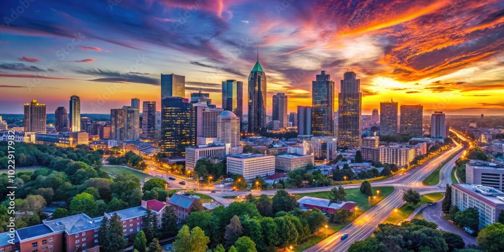 Majestic Skyline of Atlanta, Georgia Showcasing Iconic Buildings and ...