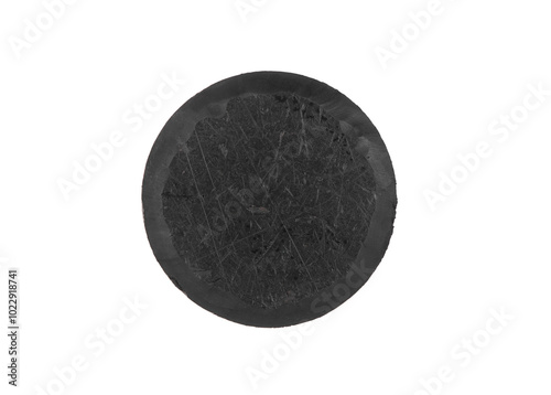 old hockey puck isolated on white background