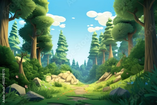 Fototapeta Naklejka Na Ścianę i Meble -  Forest green tree land.