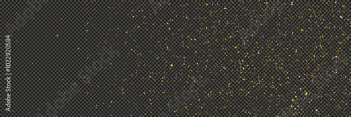 Gold glittering dust with stars on transparent backdrop