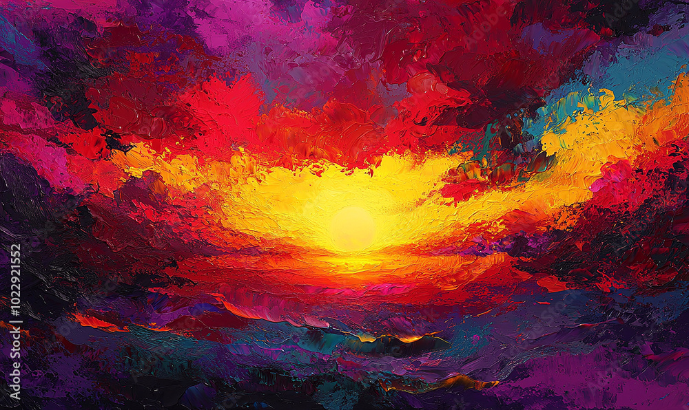 Surreal sunset, vibrant colors