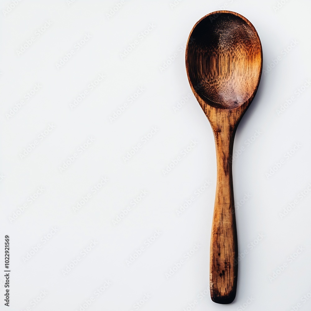 A wooden spoon on a white background. A wooden spoon on a white background.
